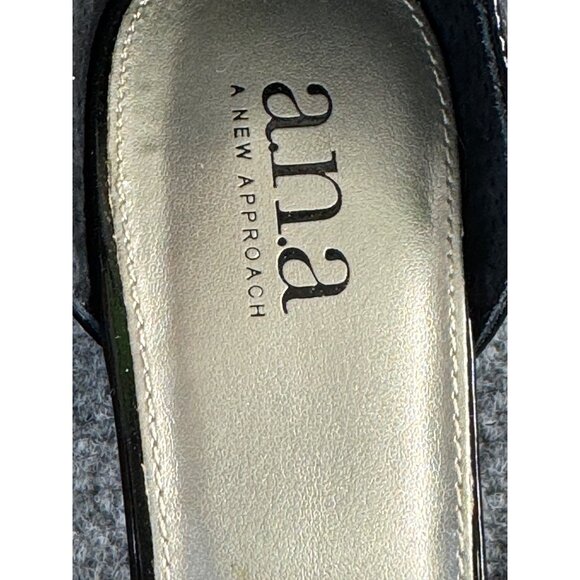 Ana a New Approach Shoes Women's 8M Black Patent Leather Open Toe Heels - Picture 6 of 16